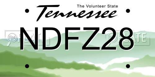 NDFZ28 Tennessee License Plate