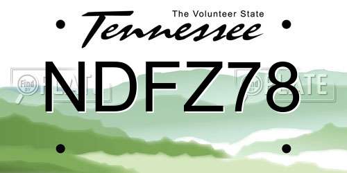 NDFZ78 Tennessee License Plate