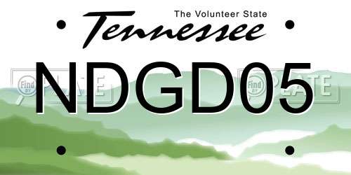 NDGD05 Tennessee License Plate