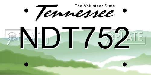 NDT752 Tennessee License Plate