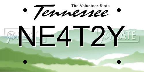 NE4T2Y Tennessee License Plate