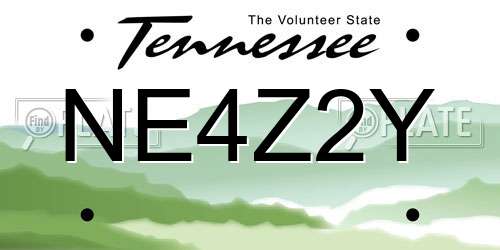 NE4Z2Y Tennessee License Plate