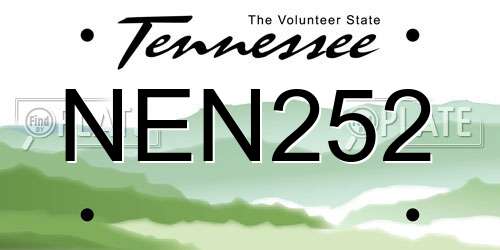 NEN252 Tennessee License Plate