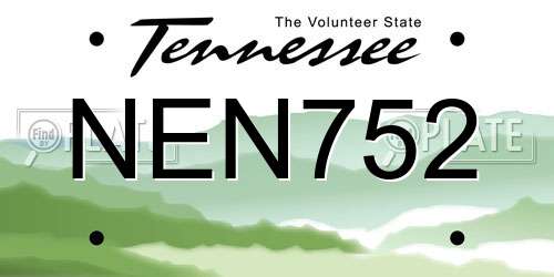 NEN752 Tennessee License Plate