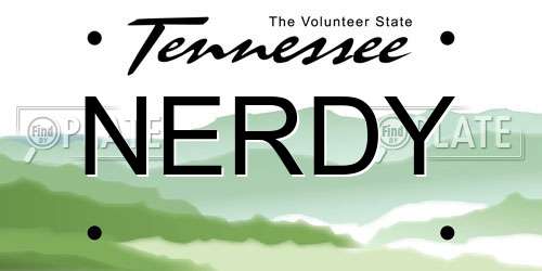 NERDY Tennessee License Plate