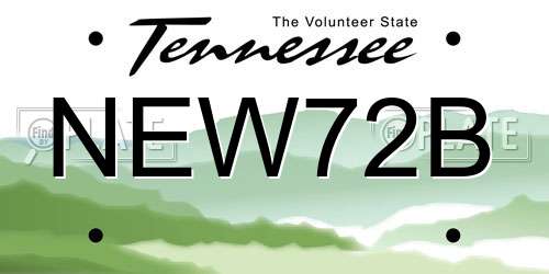 NEW72B Tennessee License Plate