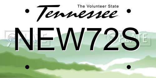 NEW72S Tennessee License Plate