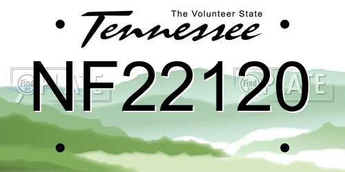 NF22120 Tennessee License Plate