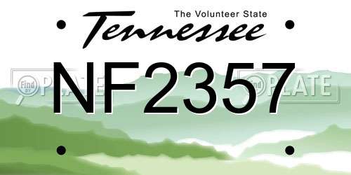 NF2357 Tennessee License Plate