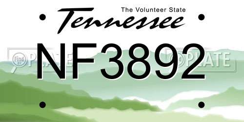 NF3892 Tennessee License Plate