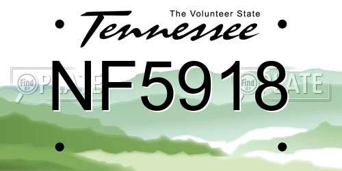 NF5918 Tennessee License Plate
