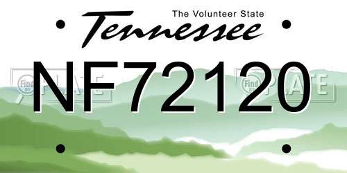 NF72120 Tennessee License Plate