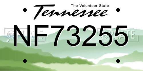 NF73255 Tennessee License Plate