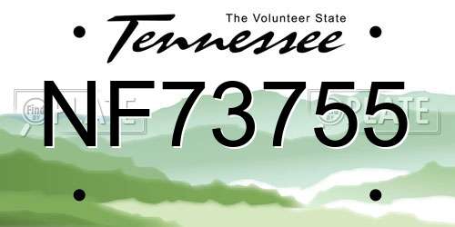NF73755 Tennessee License Plate
