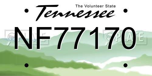 NF77170 Tennessee License Plate