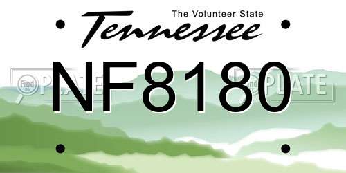 NF8180 Tennessee License Plate