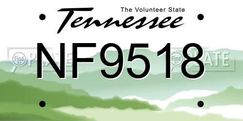 NF9518 Tennessee License Plate