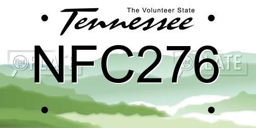 NFC276 Tennessee License Plate