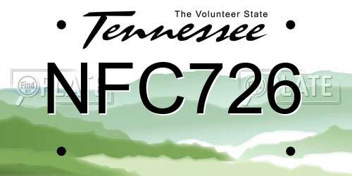NFC726 Tennessee License Plate