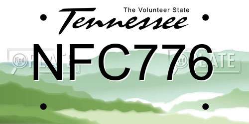 NFC776 Tennessee License Plate