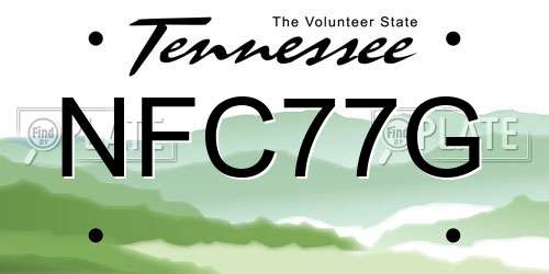 NFC77G Tennessee License Plate