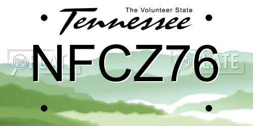 NFCZ76 Tennessee License Plate