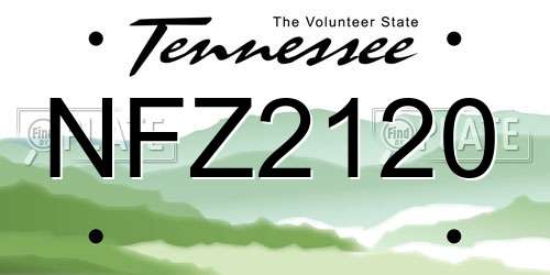 NFZ2120 Tennessee License Plate