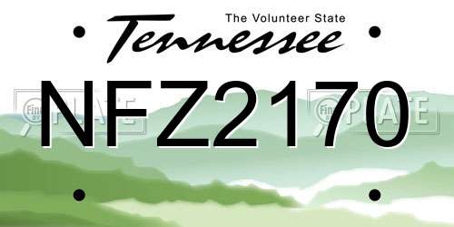 NFZ2170 Tennessee License Plate