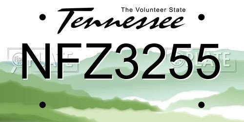 NFZ3255 Tennessee License Plate