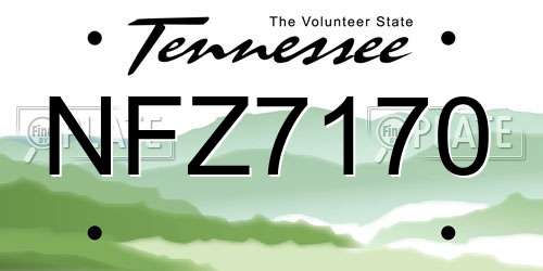 NFZ7170 Tennessee License Plate