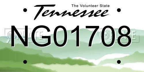 NG01708 Tennessee License Plate