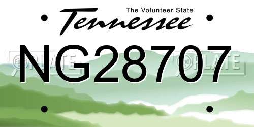 NG28707 Tennessee License Plate