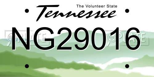 NG29016 Tennessee License Plate