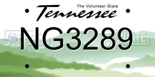 NG3289 Tennessee License Plate