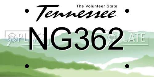 NG362 Tennessee License Plate