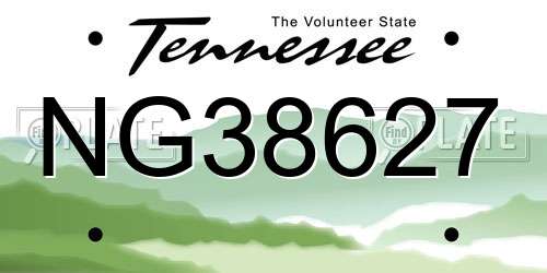 NG38627 Tennessee License Plate