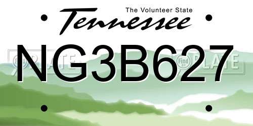 NG3B627 Tennessee License Plate
