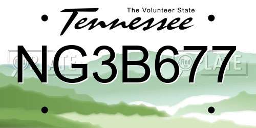 NG3B677 Tennessee License Plate