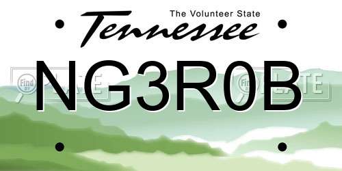 NG3R0B Tennessee License Plate