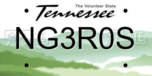 NG3R0S Tennessee License Plate