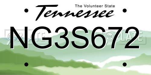 NG3S672 Tennessee License Plate