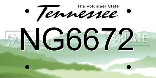 NG6672 Tennessee License Plate