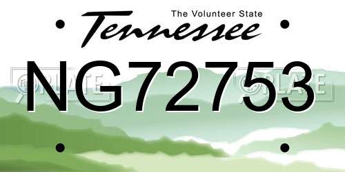 NG72753 Tennessee License Plate