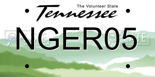 NGER05 Tennessee License Plate