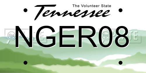 NGER08 Tennessee License Plate