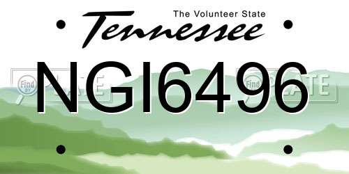 NGI6496 Tennessee License Plate