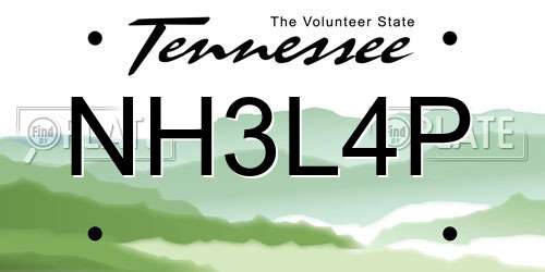 NH3L4P Tennessee License Plate