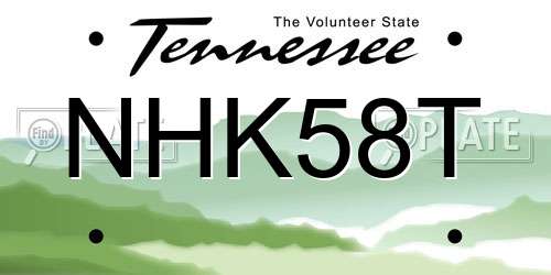 NHK58T Tennessee License Plate