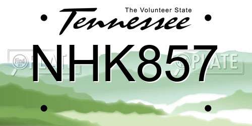 NHK857 Tennessee License Plate