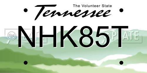 NHK85T Tennessee License Plate